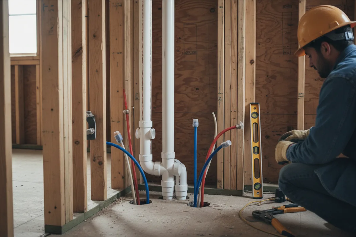 Drain and supply rough-in during Drain Cleaning in Fontana